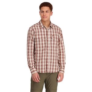 NWT Simms Rusty Red / Orange Plaid Pearl Snap Big Sky Long Sleeve Shirt